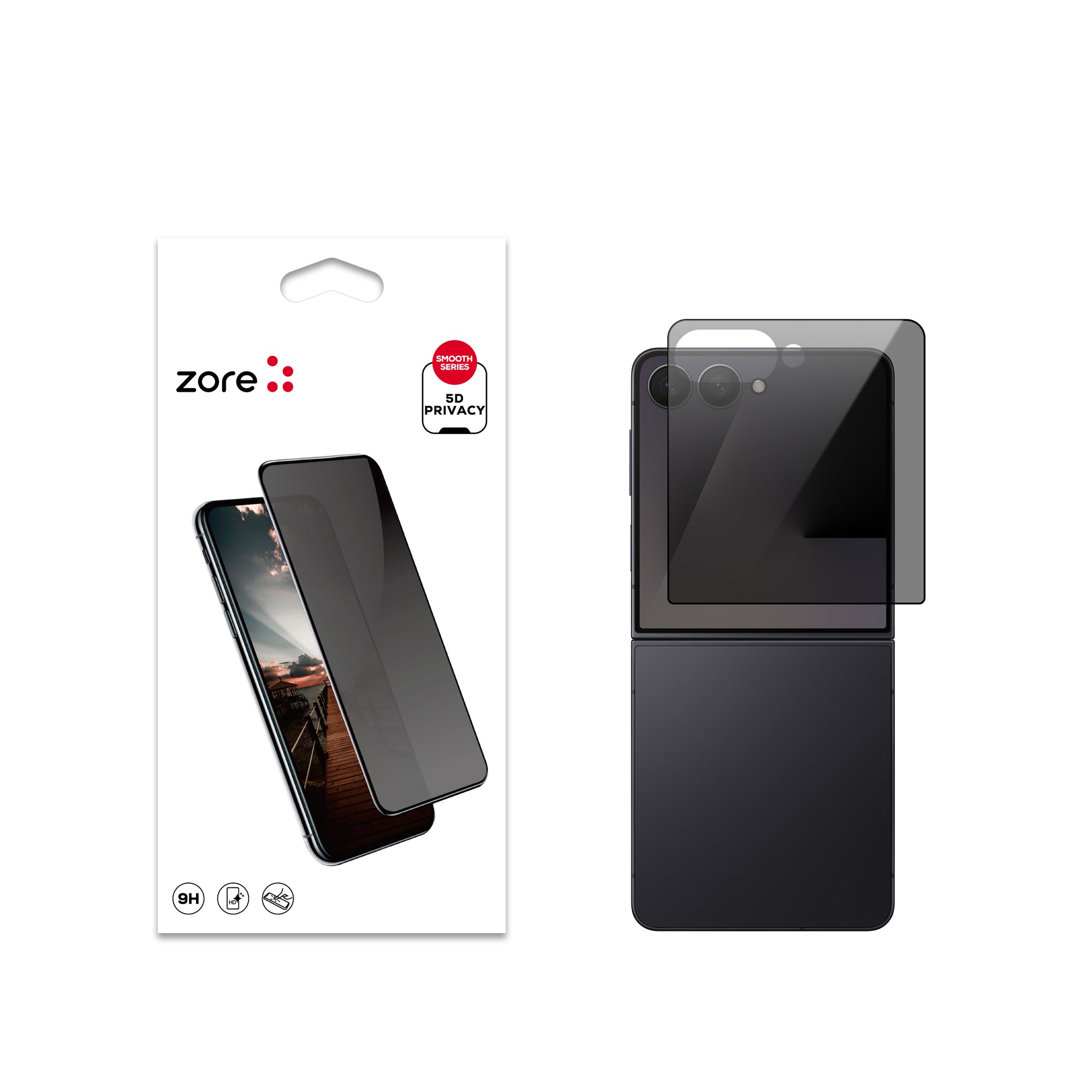 Galaxy Z Flip 7 Zore New 5D Privacy Temperli Ekran Koruyucu
