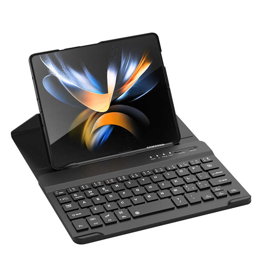 Galaxy Z Fold 3 Uyumlu Kılıf Standlı Bluetooth Klavyeli Zore Kıpta Keyboard Set Kılıf