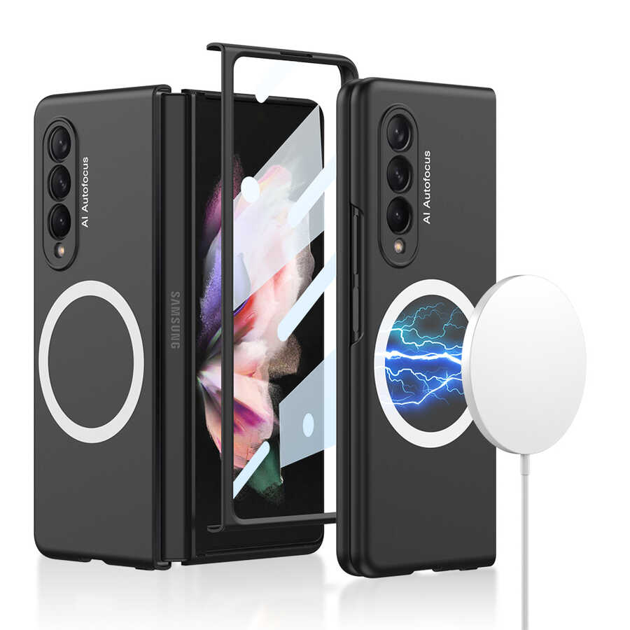 Galaxy Z Fold 3 Uyumlu Kılıf Wireless Şarj Özellikli Zore Kıpta M-safe Kapak