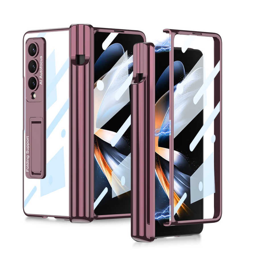 Galaxy Z Fold 4 Uyumlu Kılıf Zore Kıpta Standlı Kalem Bölmeli Kapak