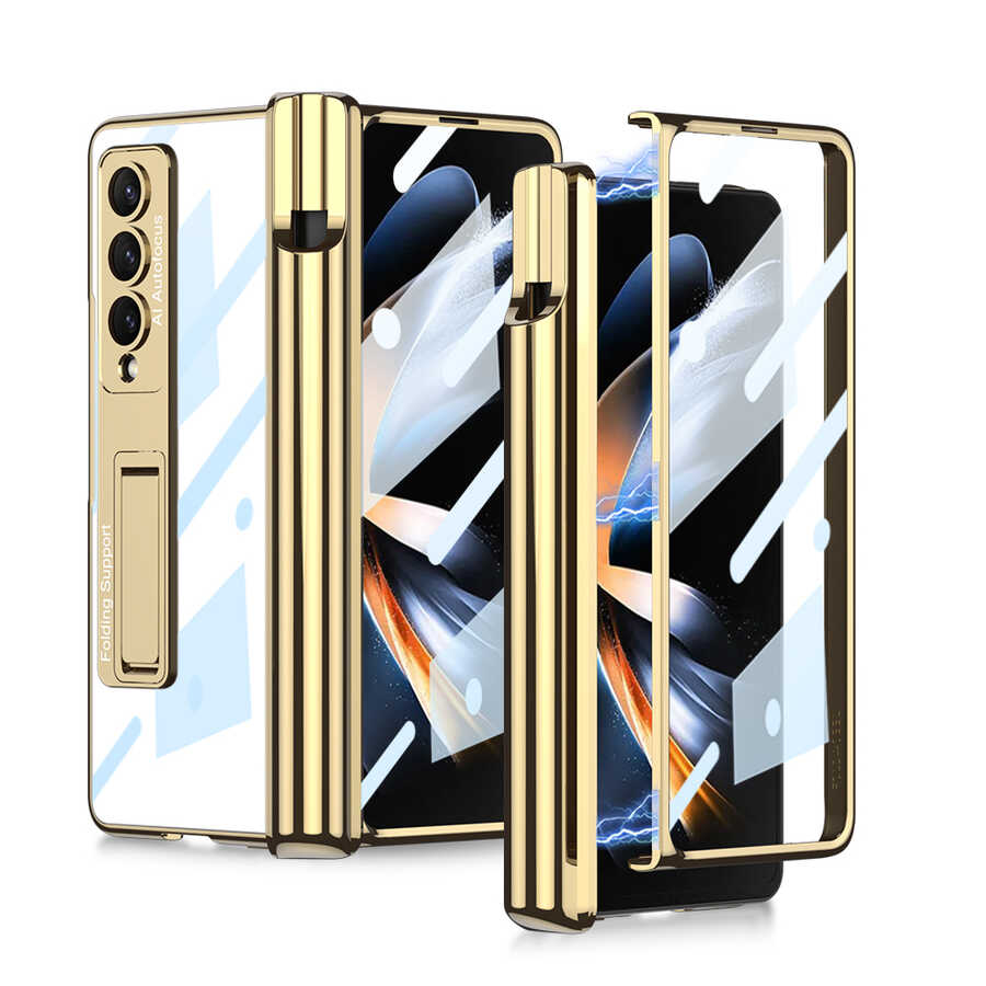 Galaxy Z Fold 4 Uyumlu Kılıf Zore Kıpta Standlı Kalem Bölmeli Kapak
