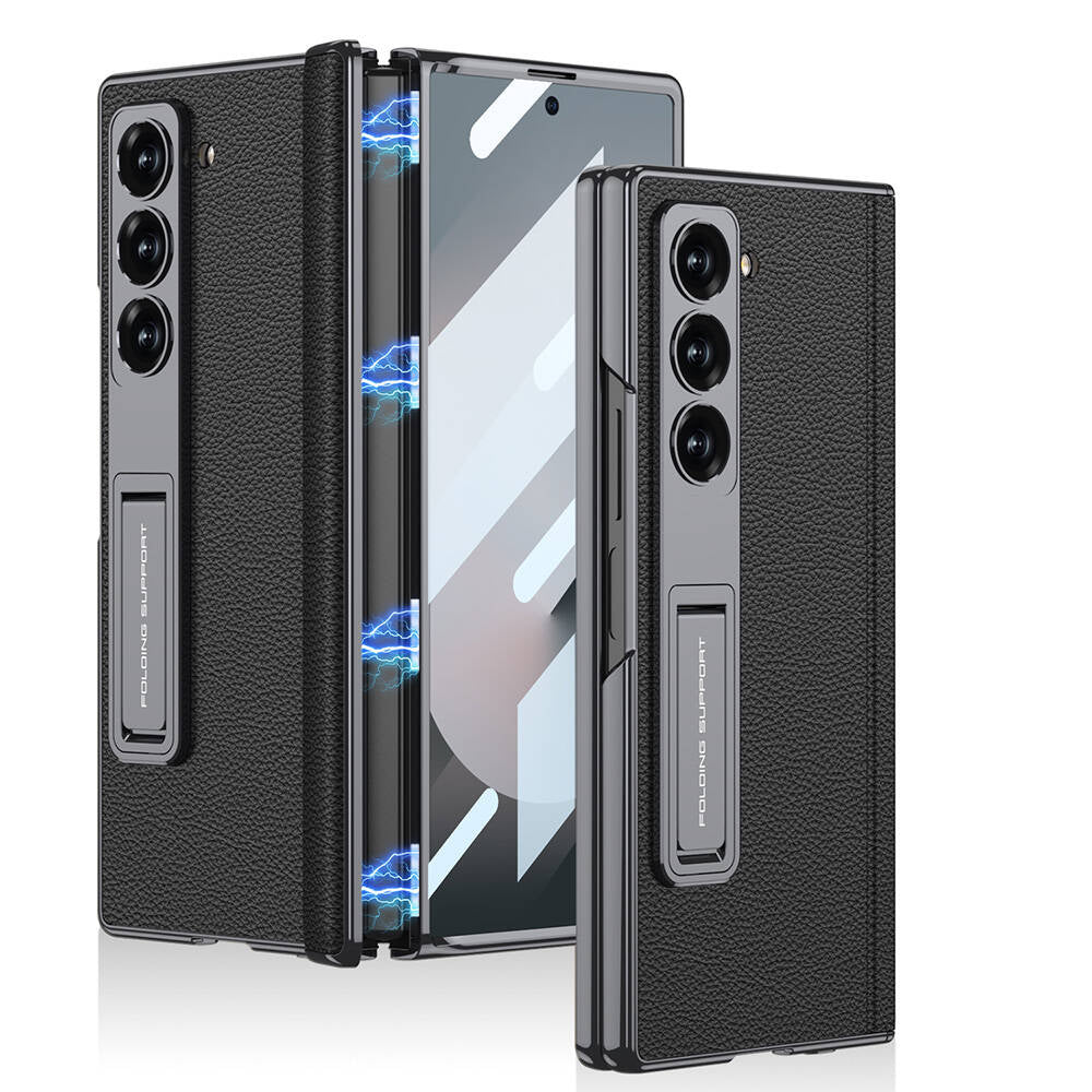 Galaxy Z Fold 6 Uyumlu Kılıf Deri Standlı Zore Kıpta Premium Kılıf