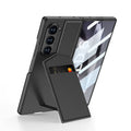 Galaxy Z Fold 6 Uyumlu Kılıf Karbon Fiber Deri Kartlıklı Zore Kıpta Dik Açılan Kartlıklı Kapak