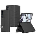 Galaxy Z Fold 6 Uyumlu Kılıf Karbon Fiber Tasarımlı Magnetik Tokalı Kartlıklı Zore Kıpta Zegna Kapak