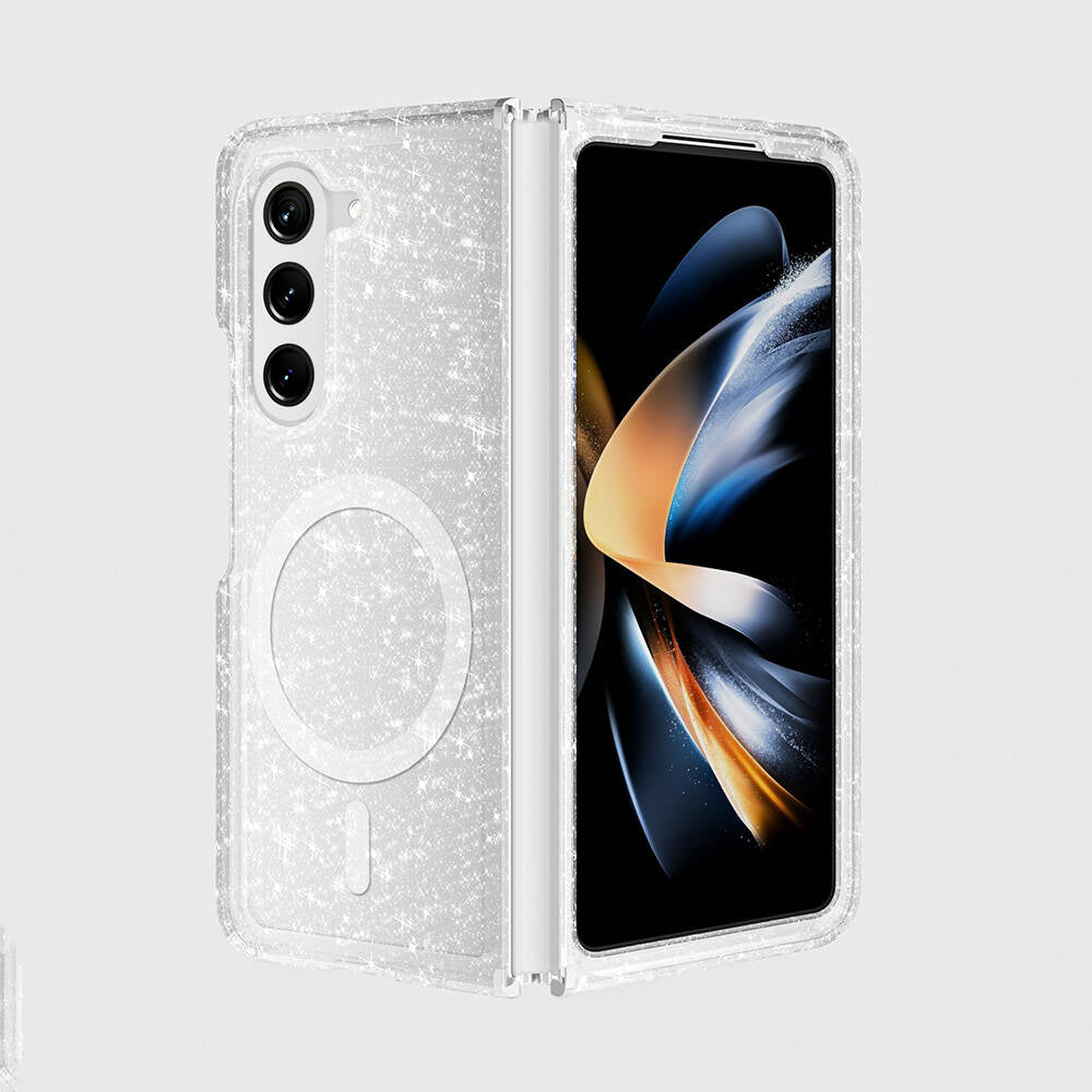 Galaxy Z Fold 6 Uyumlu Kılıf M-safe Şarj Özellikli Parlayan Simli Saydam Renkli Zore Allstar Kapak