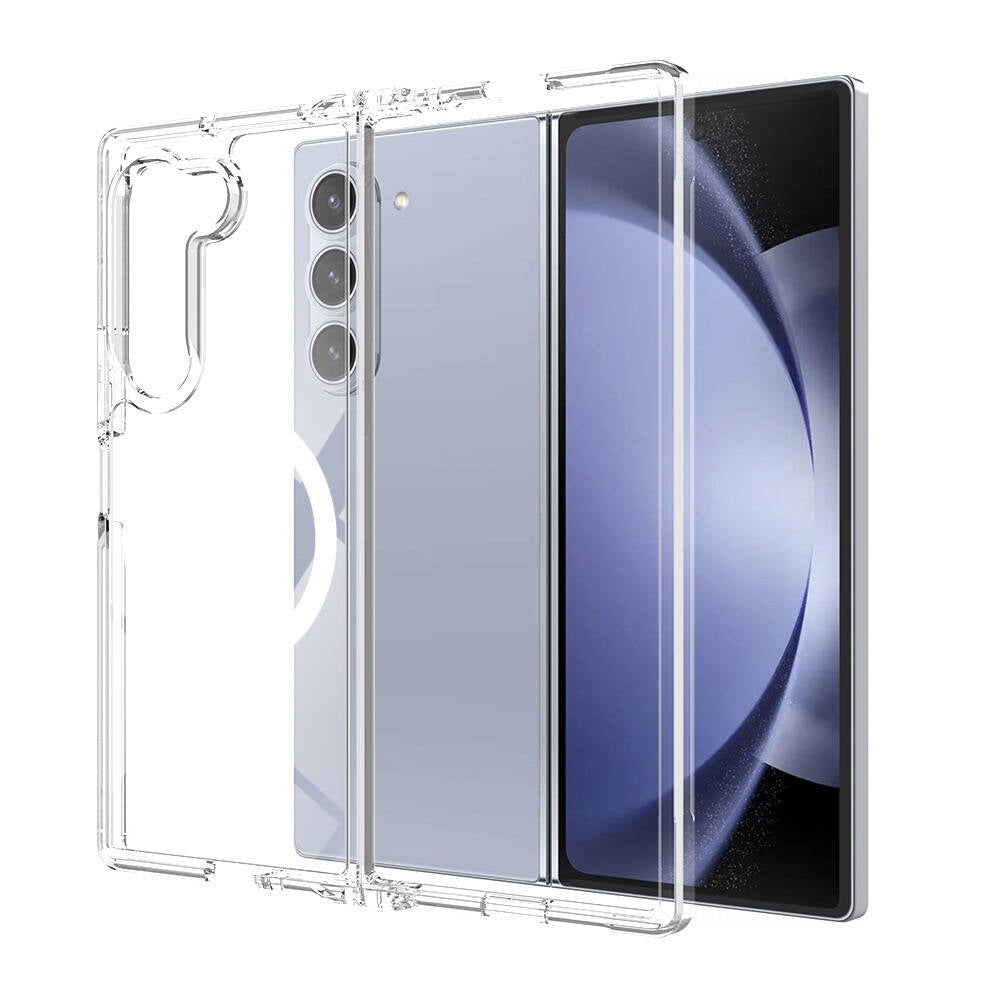 Galaxy Z Fold 6 Uyumlu Kılıf M-safe Şarj Özellikli Şeffaf Sert PC Zore Embos Kapak