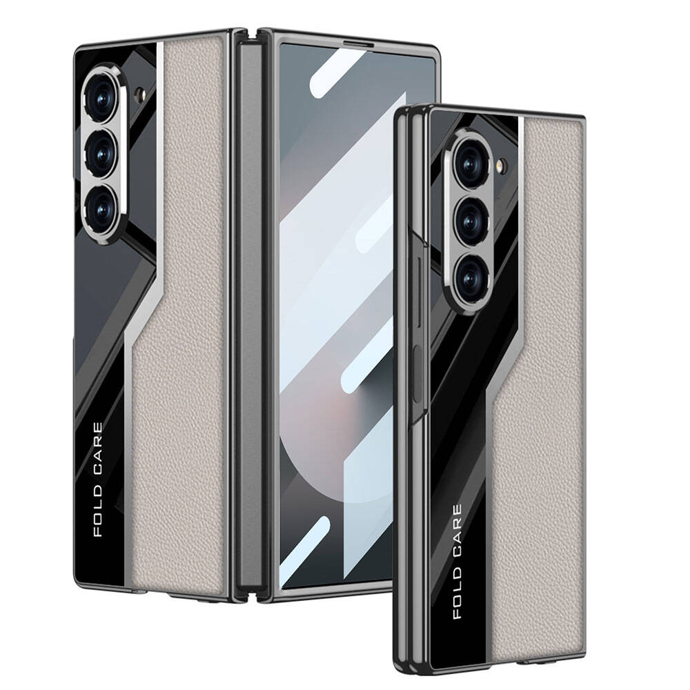 Galaxy Z Fold 6 Uyumlu Kılıf Ultra İnce Kamera Korumalı PC + Deri Arka Yüzey Zore Kıpta Poligan Kapak
