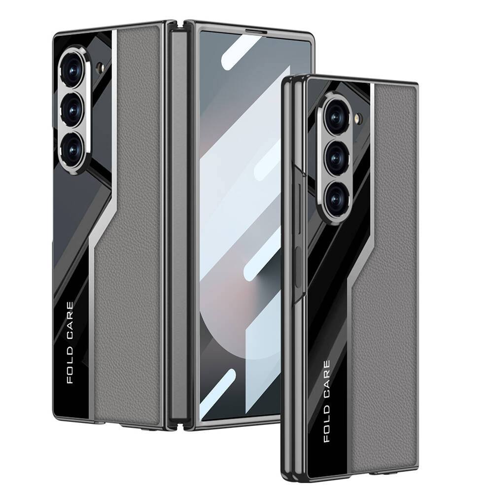 Galaxy Z Fold 6 Uyumlu Kılıf Ultra İnce Kamera Korumalı PC + Deri Arka Yüzey Zore Kıpta Poligan Kapak