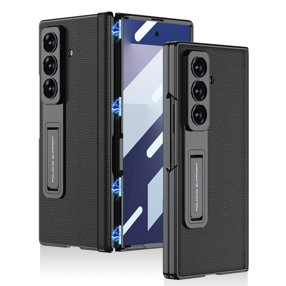 Galaxy Z Fold 7 Uyumlu Kılıf Deri Standlı Zore Kıpta Premium Kılıf