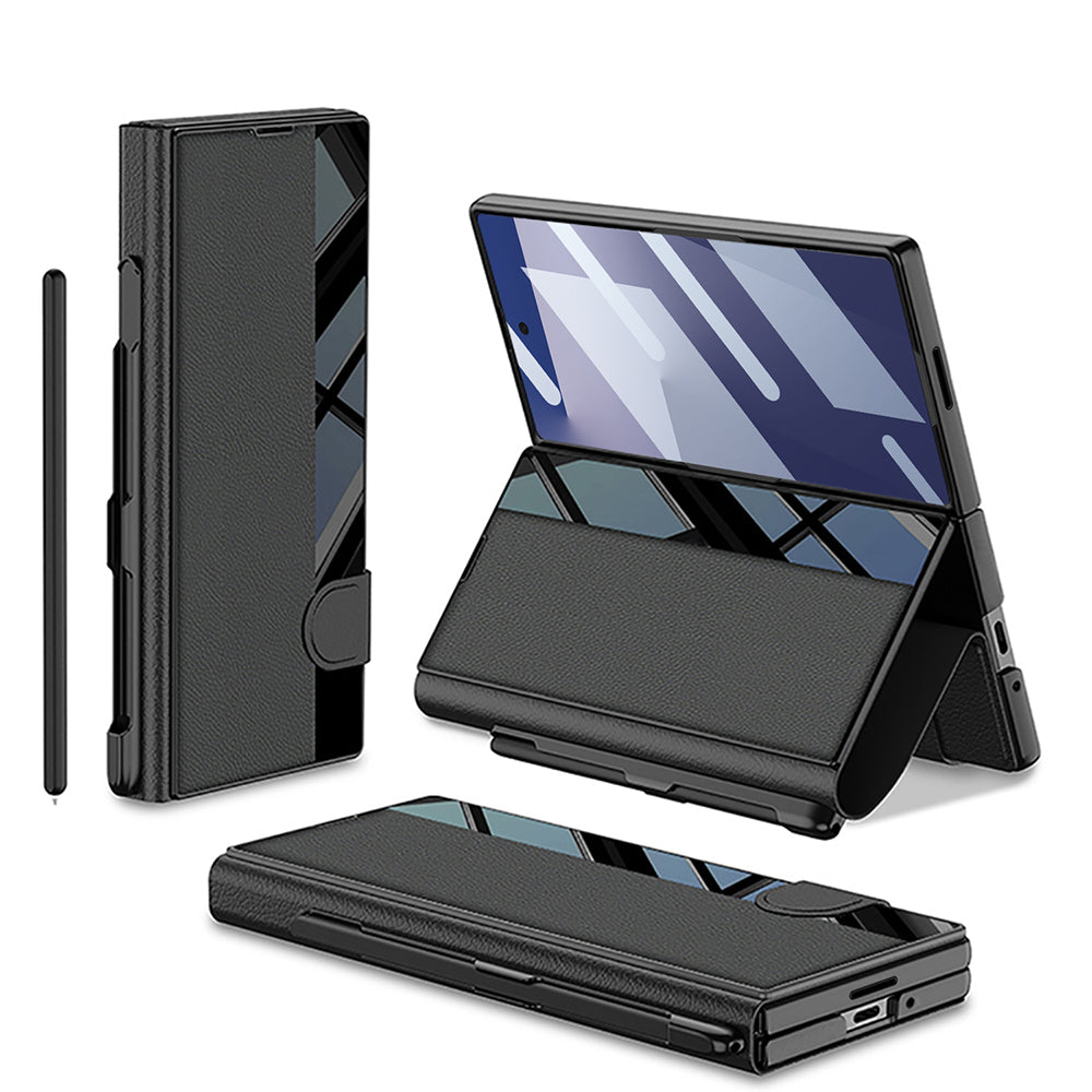 Galaxy Z Fold 7 Uyumlu Kılıf Kamera Korumalı Zore Kıpta Aynalı Kalem Bölmeli Fest Kapak