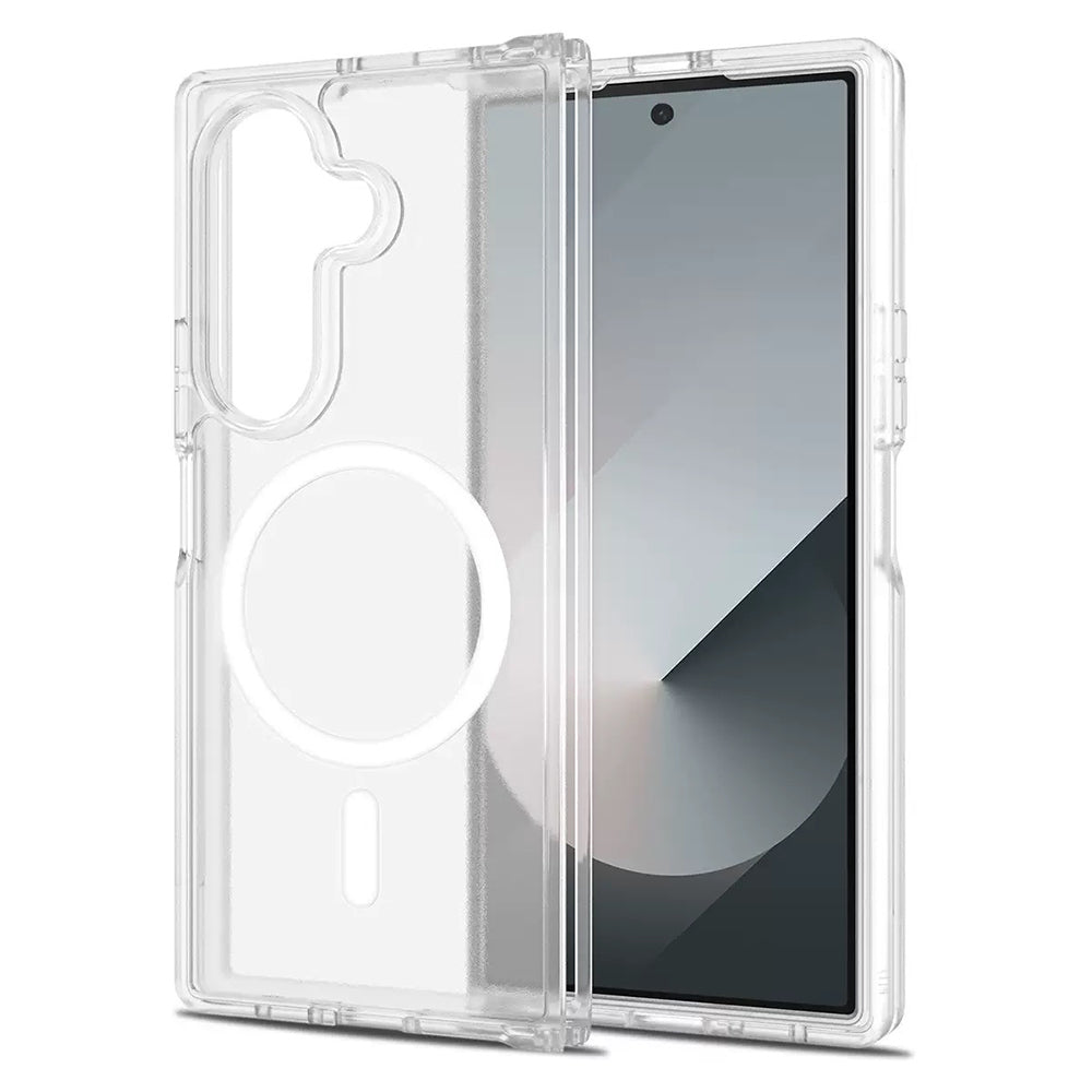 Galaxy Z Fold 7 Uyumlu Kılıf M-safe Şarj Özellikli Şeffaf Sert PC Zore Embos Kapak
