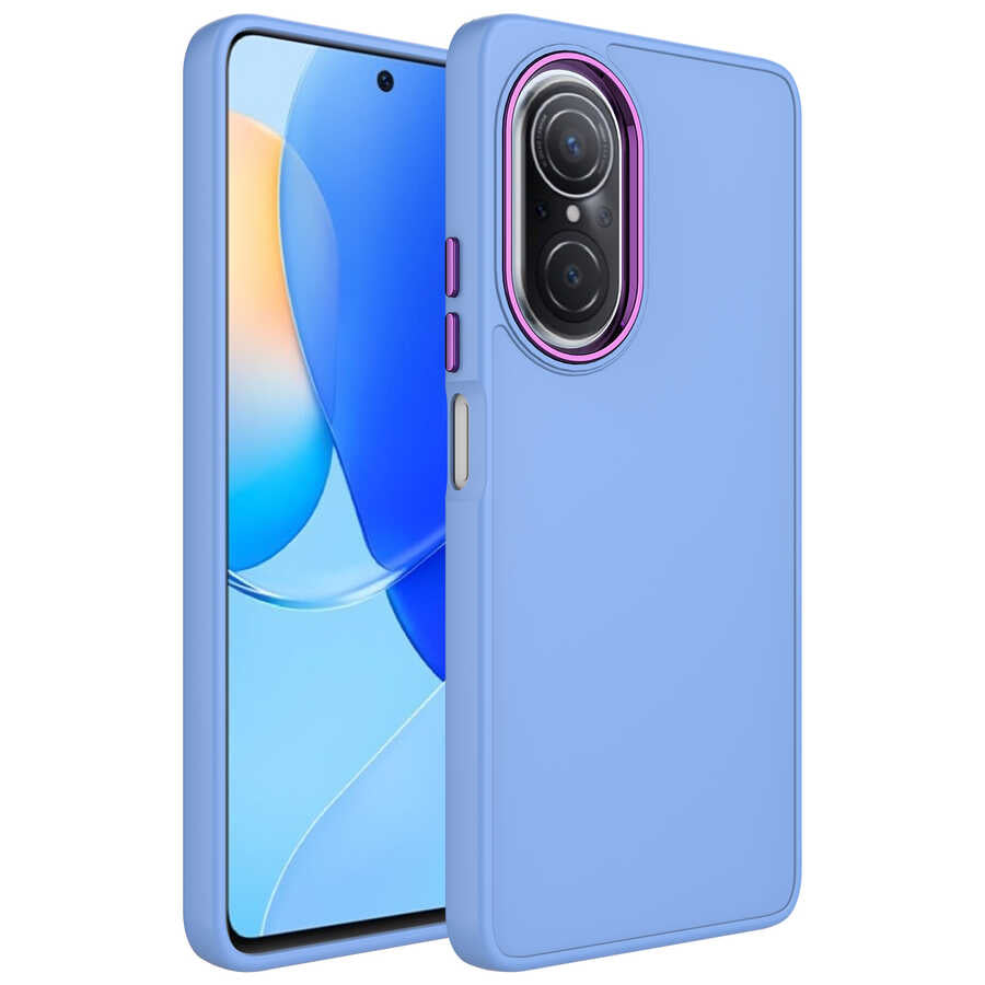 Huawei Nova 9 SE Uyumlu Kılıf Metal Çerçeve ve Buton Tasarımlı Silikon Zore Luna Kapak