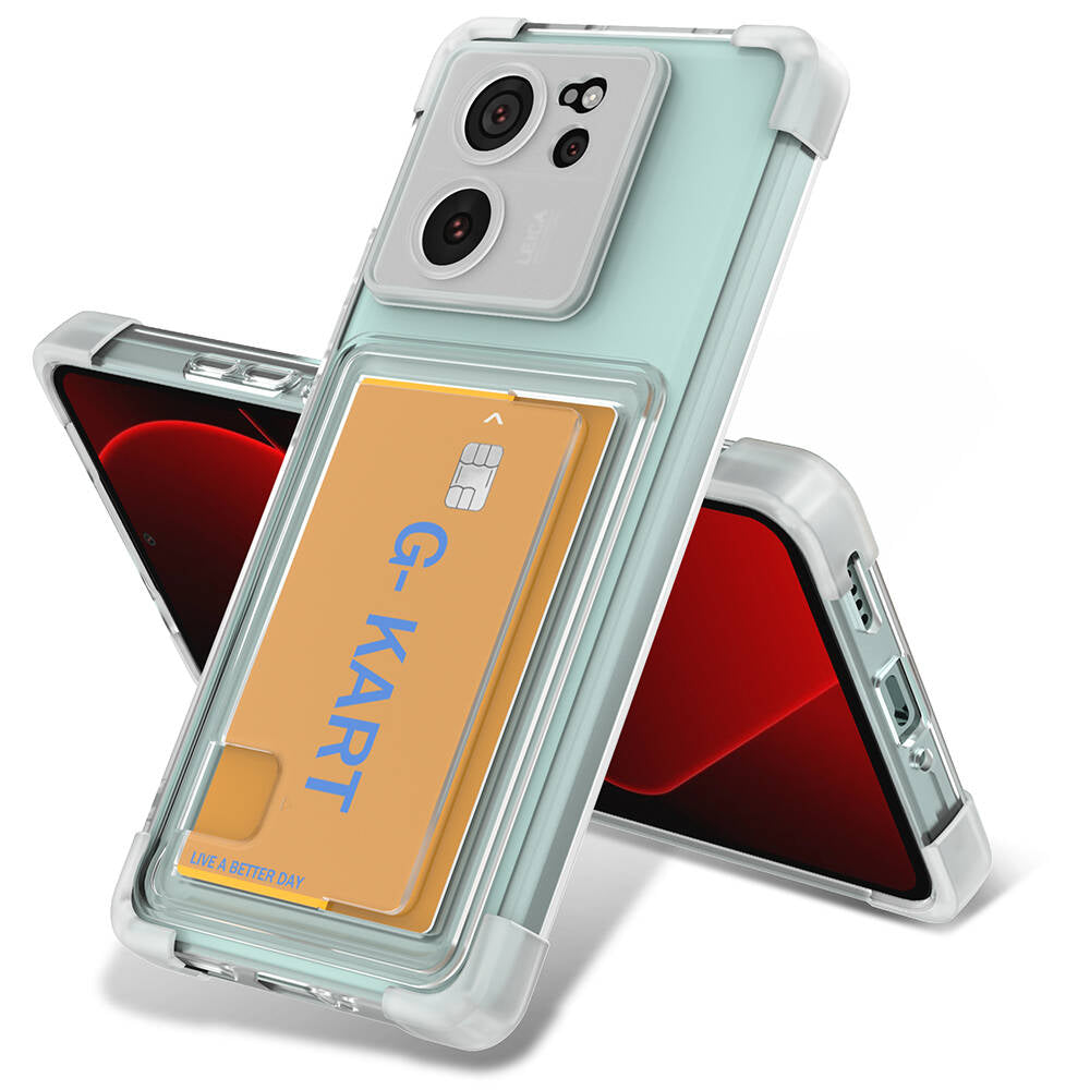 Xiaomi Mi 13T Uyumlu Kılıf Airbag Tasarımlı Şeffaf Kartlıklı Zore G-Kart Kapak