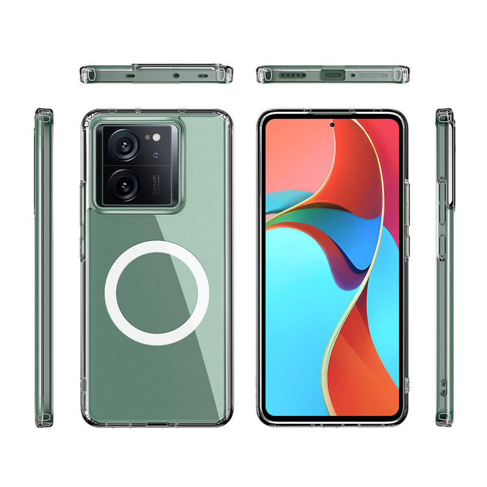 Xiaomi Mi 13T Pro Uyumlu Kılıf Sert PC Arka Yüzey Wireless Şarj Özellikli Zore Flet M-safe Kapak