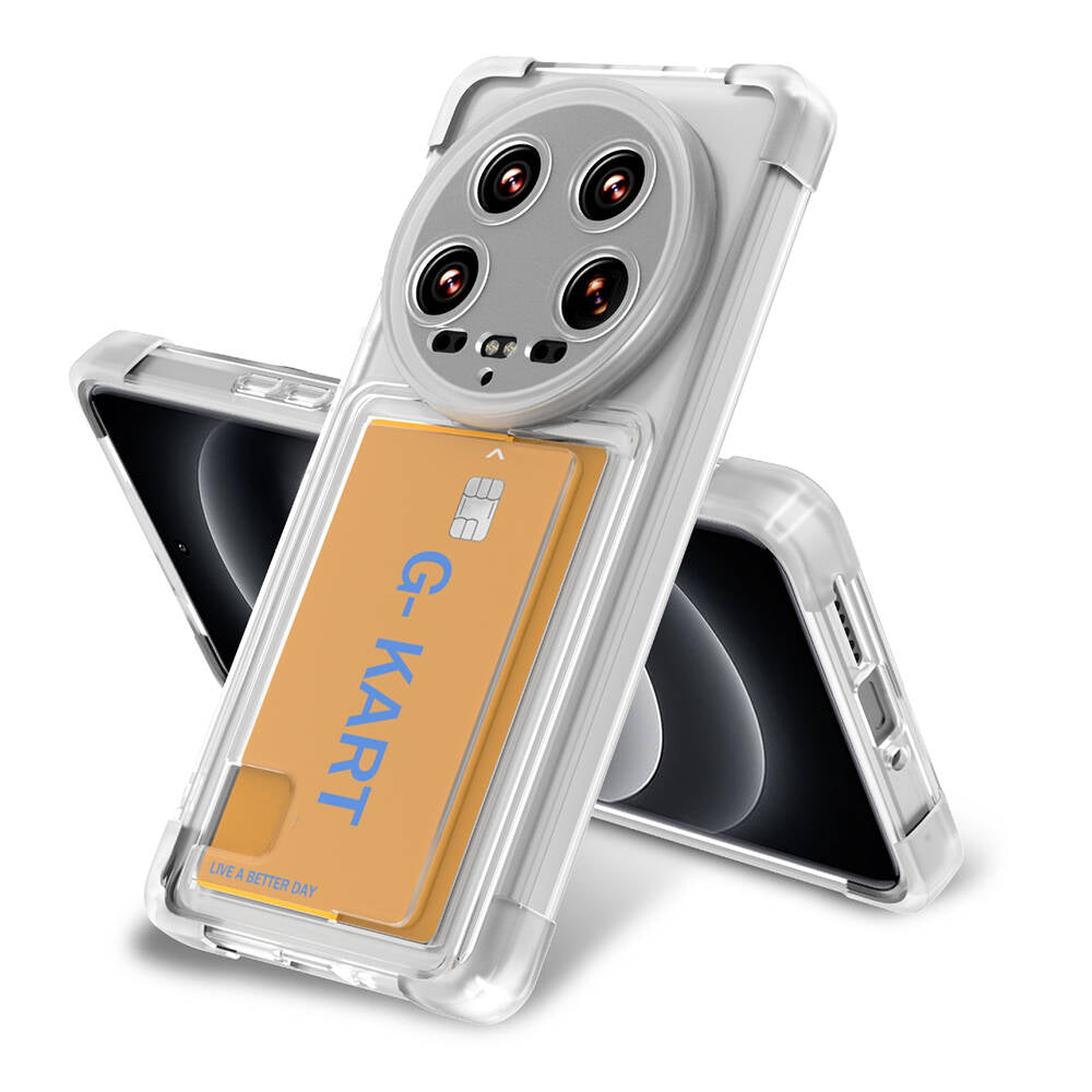 Xiaomi Mi 14 Ultra Uyumlu Kılıf Airbag Tasarımlı Şeffaf Kartlıklı Zore G-Kart Kapak