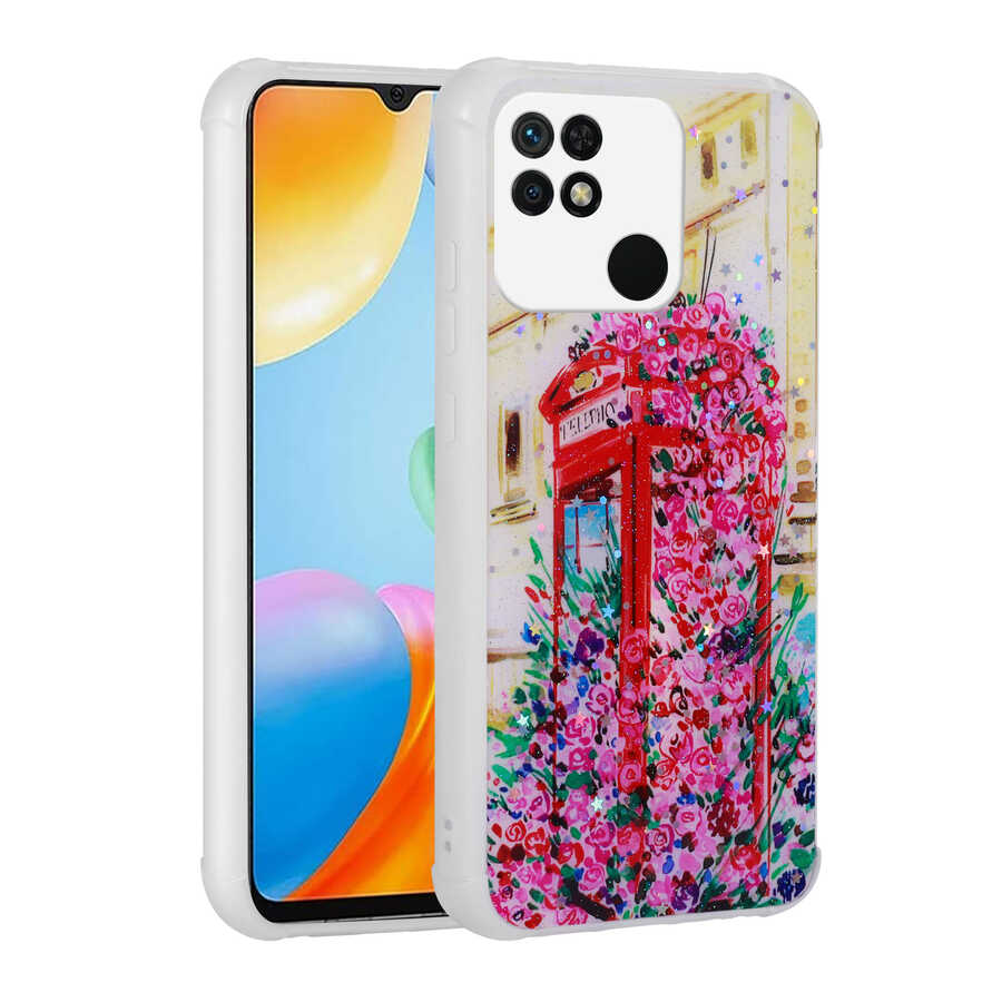 Xiaomi Poco C40 Uyumlu Kılıf Simli Desenli Kamera Korumalı Parlak Zore Popy Kapak