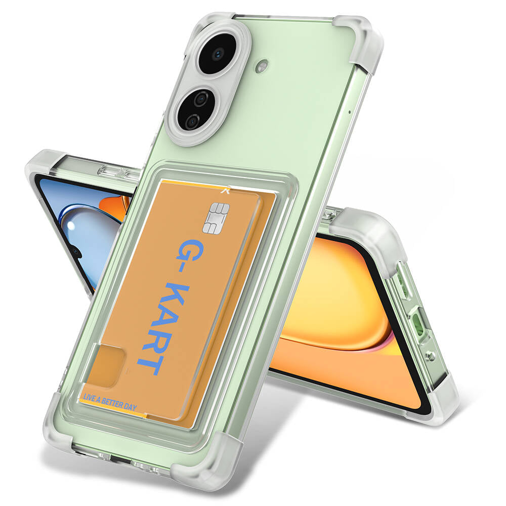 Xiaomi Poco C65 Uyumlu Kılıf Airbag Tasarımlı Şeffaf Kartlıklı Zore G-Kart Kapak