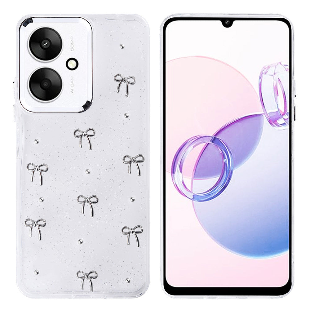 Xiaomi Poco C65 Uyumlu Kılıf Airbag Tasarımlı Simli Şeffaf Zore Kutup Kapak