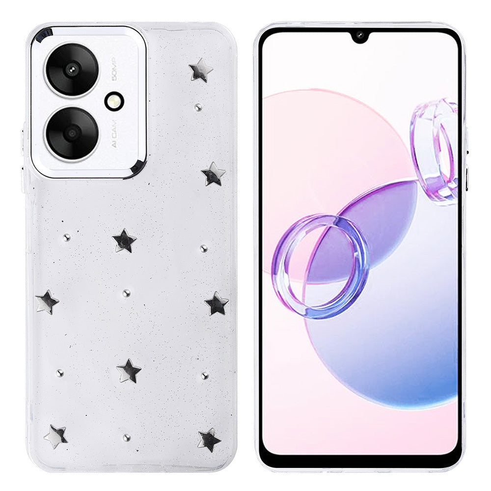 Xiaomi Poco C65 Uyumlu Kılıf Airbag Tasarımlı Simli Şeffaf Zore Kutup Kapak