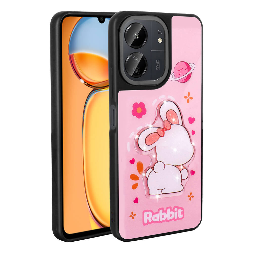 Xiaomi Poco C65 Uyumlu Kılıf Parlayan Kabartmalı İkonik Figürlü Zore Amas Silikon Kapak