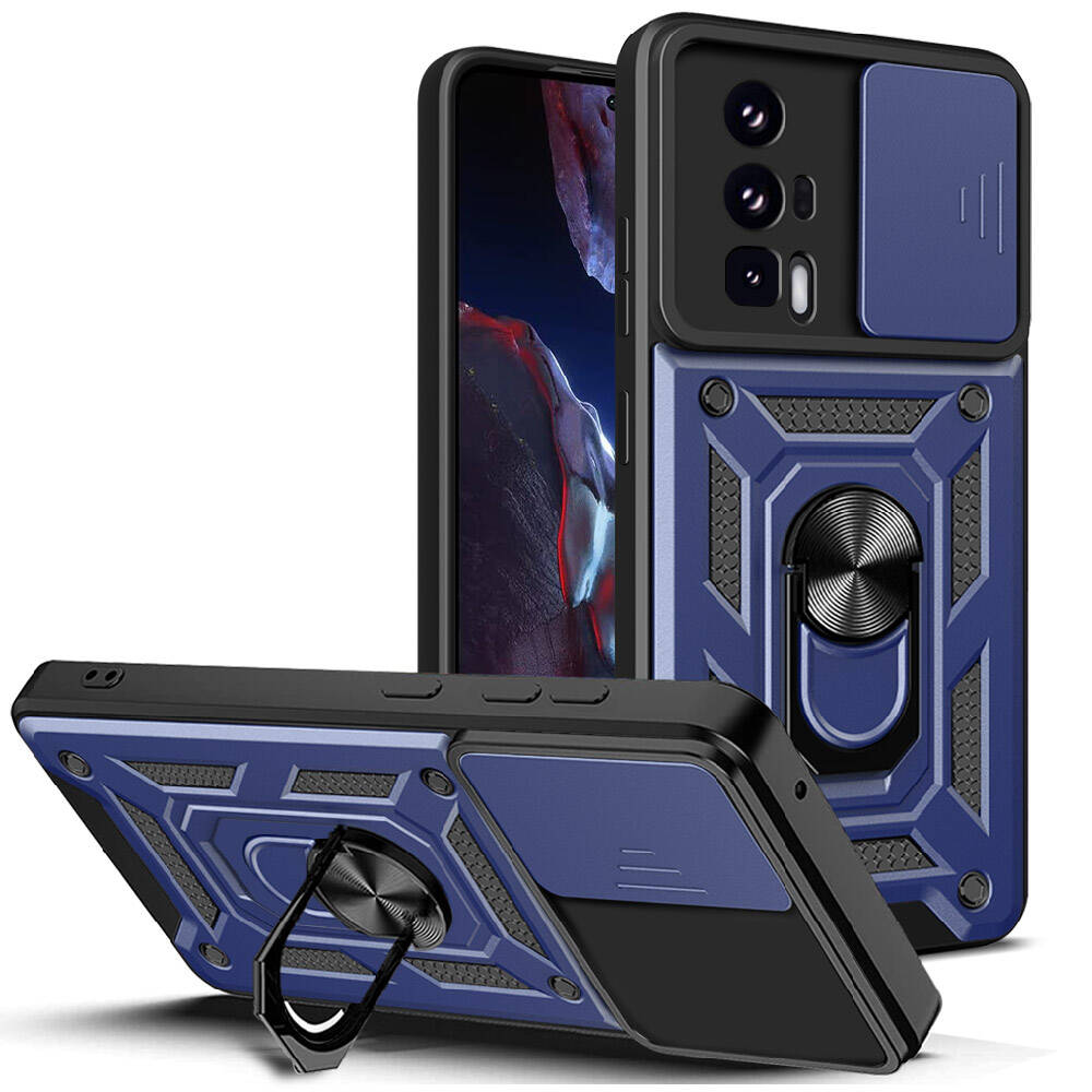Xiaomi Poco F5 Pro Uyumlu Kılıf Magnetik Standlı Kamera Korumalı Zore Sürgülü Vega Kapak