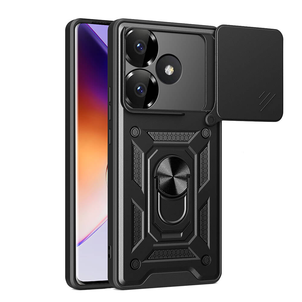 Xiaomi Poco F6 Uyumlu Kılıf Magnetik Standlı Kamera Korumalı Zore Sürgülü Vega Kapak