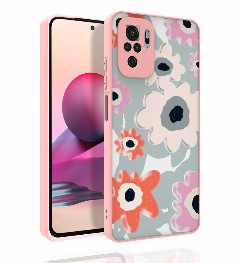 Xiaomi Poco M5S Uyumlu Kılıf Desenli Kamera Korumalı Parlak Zore Nora Kapak
