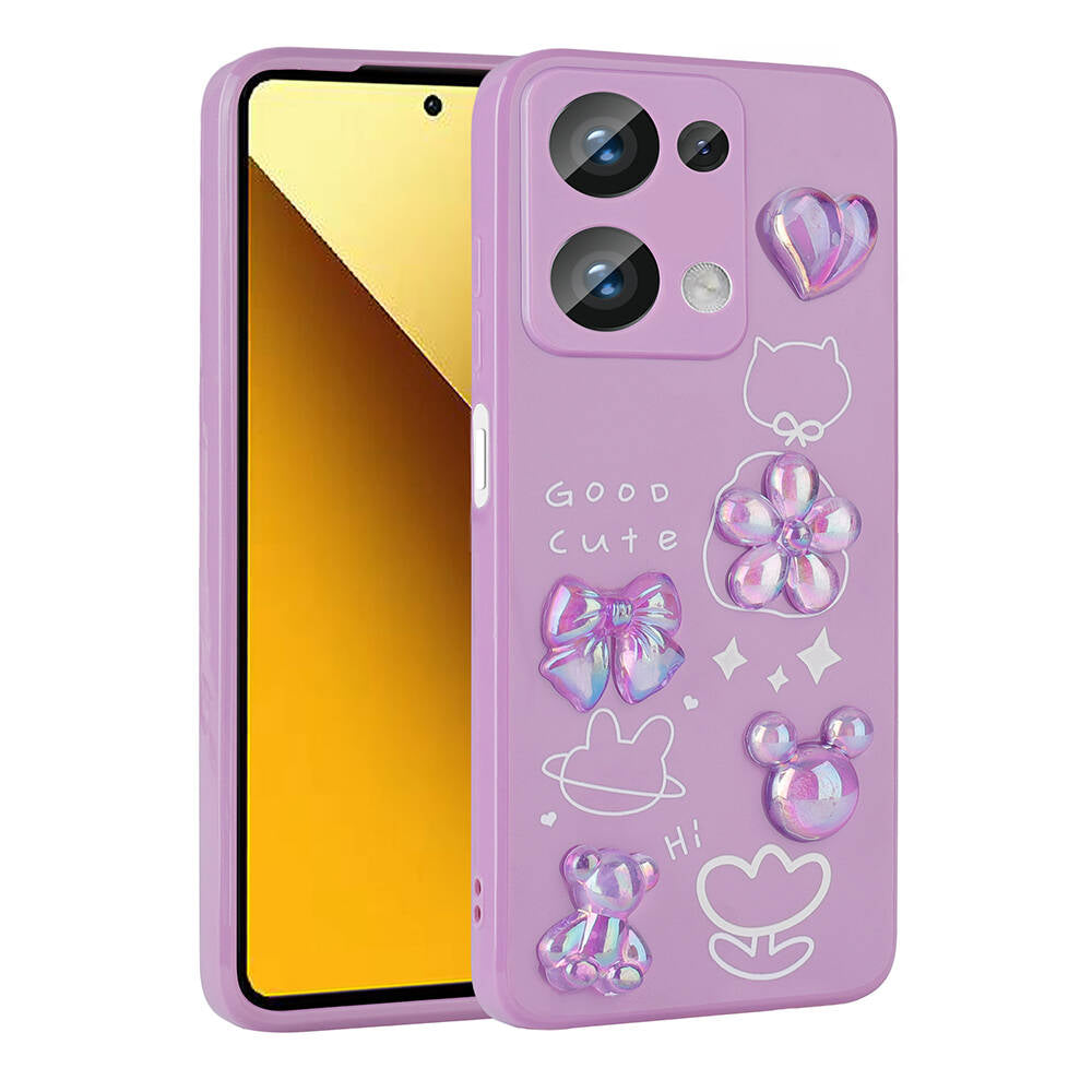 Xiaomi Poco M6 Pro 4G Uyumlu Kılıf Kabartma Figürlü Parlak Zore Toys Silikon Kapak