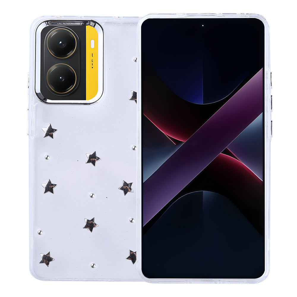 Xiaomi Poco X7 Pro Uyumlu Kılıf Airbag Tasarımlı Simli Şeffaf Zore Kutup Kapak