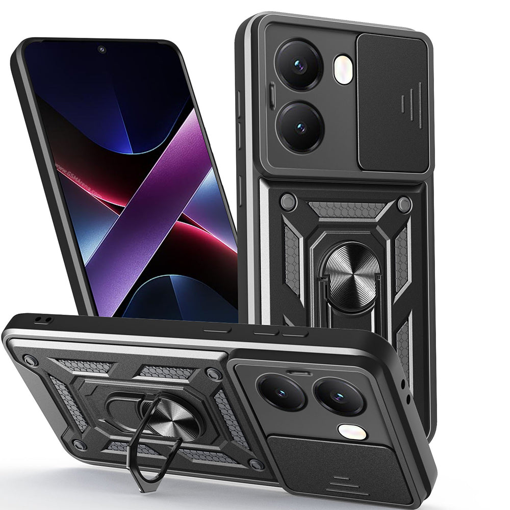 Xiaomi Poco X7 Pro Uyumlu Kılıf Magnetik Standlı Kamera Korumalı Zore Sürgülü Vega Kapak