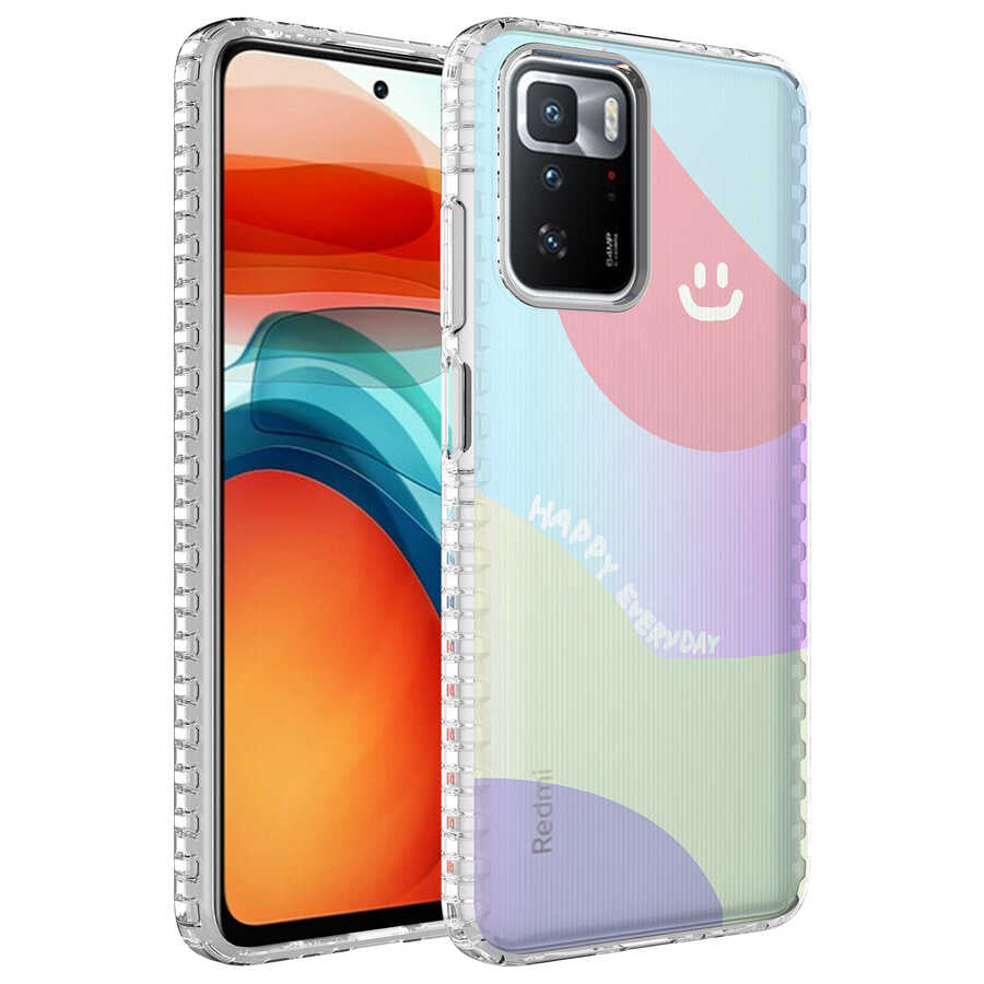 Xiaomi Redmi 10 Uyumlu Kılıf Airbag Kenarlı Renkli Desenli Silikon Zore Elegans Kapak
