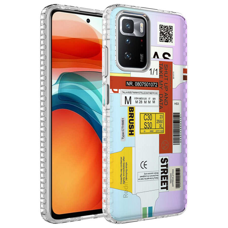 Xiaomi Redmi 10 Uyumlu Kılıf Airbag Kenarlı Renkli Desenli Silikon Zore Elegans Kapak