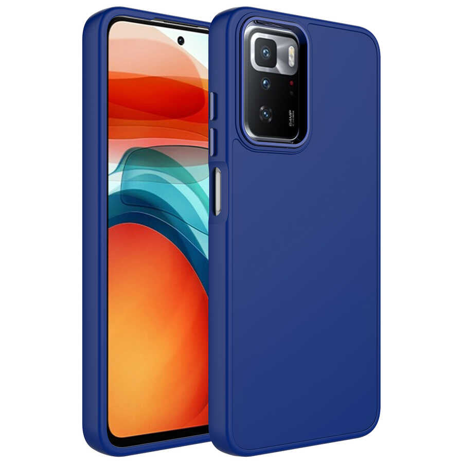 Xiaomi Redmi 10 Uyumlu Kılıf Metal Çerçeve ve Buton Tasarımlı Silikon Zore Luna Kapak