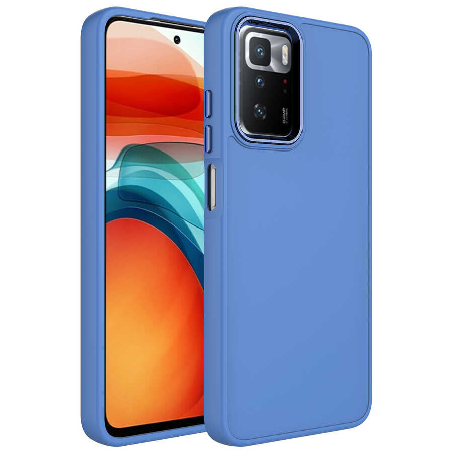 Xiaomi Redmi 10 Uyumlu Kılıf Metal Çerçeve ve Buton Tasarımlı Silikon Zore Luna Kapak