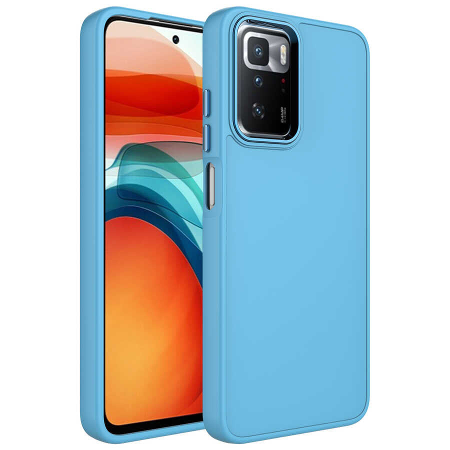Xiaomi Redmi 10 Uyumlu Kılıf Metal Çerçeve ve Buton Tasarımlı Silikon Zore Luna Kapak