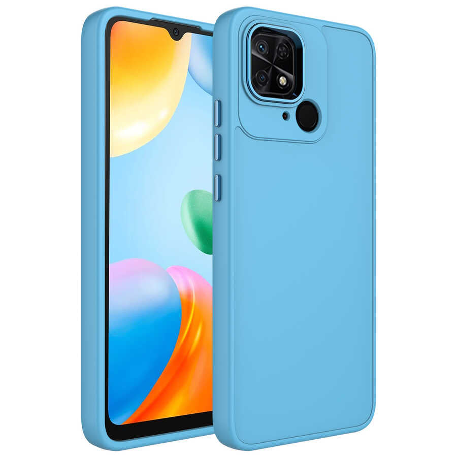 Xiaomi Redmi 10C Uyumlu Kılıf Metal Çerçeve ve Buton Tasarımlı Silikon Zore Luna Kapak