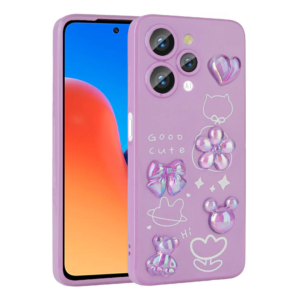 Xiaomi Redmi 12 4G Uyumlu Kılıf Kabartma Figürlü Parlak Zore Toys Silikon Kapak