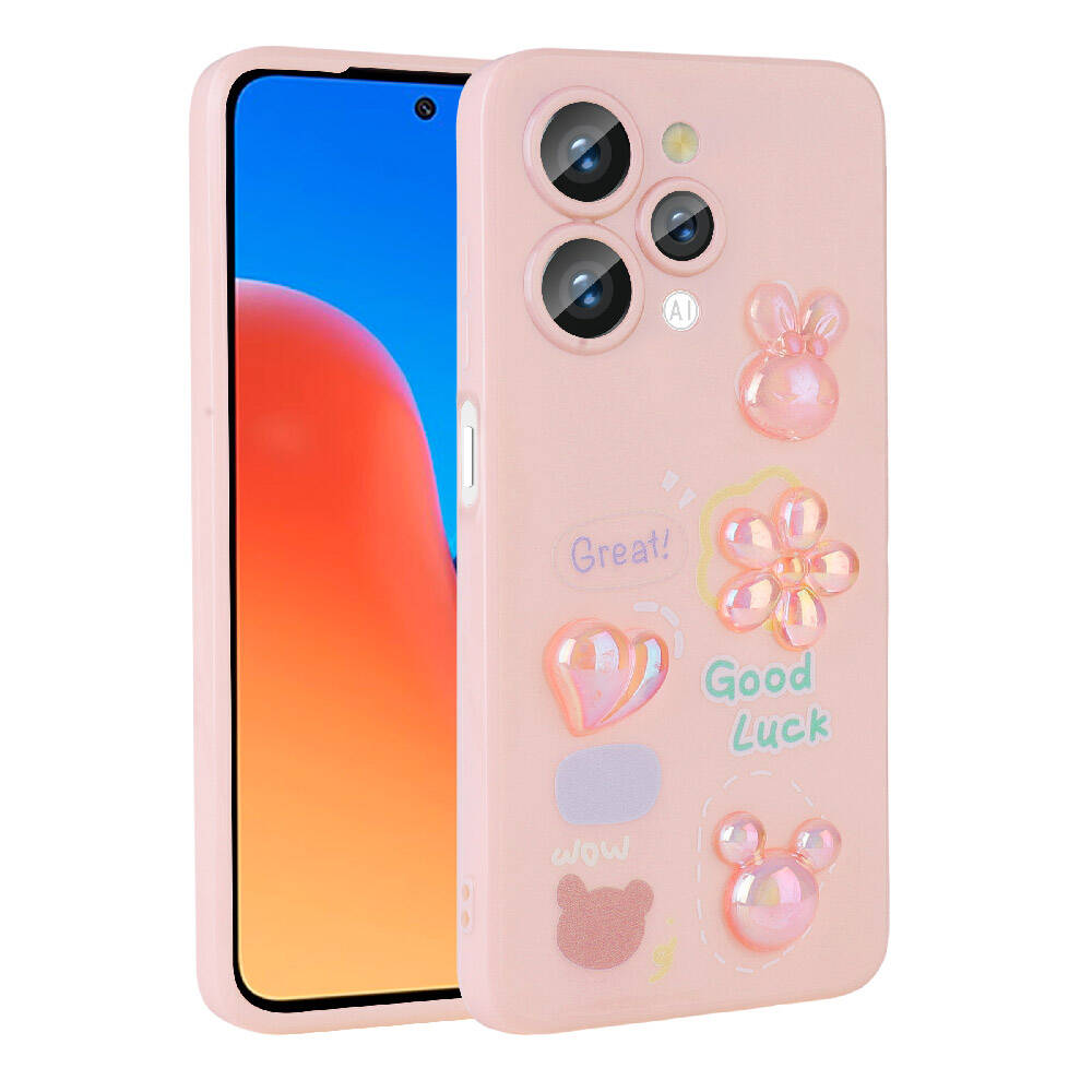 Xiaomi Redmi 12 4G Uyumlu Kılıf Kabartma Figürlü Parlak Zore Toys Silikon Kapak