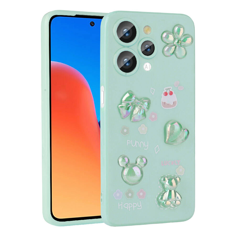 Xiaomi Redmi 12 4G Uyumlu Kılıf Kabartma Figürlü Parlak Zore Toys Silikon Kapak
