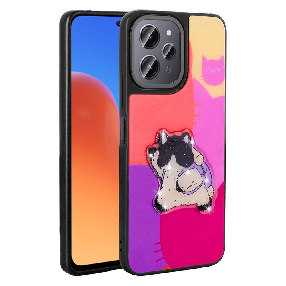 Xiaomi Redmi 12 4G Uyumlu Kılıf Parlayan Kabartmalı İkonik Figürlü Zore Amas Silikon Kapak
