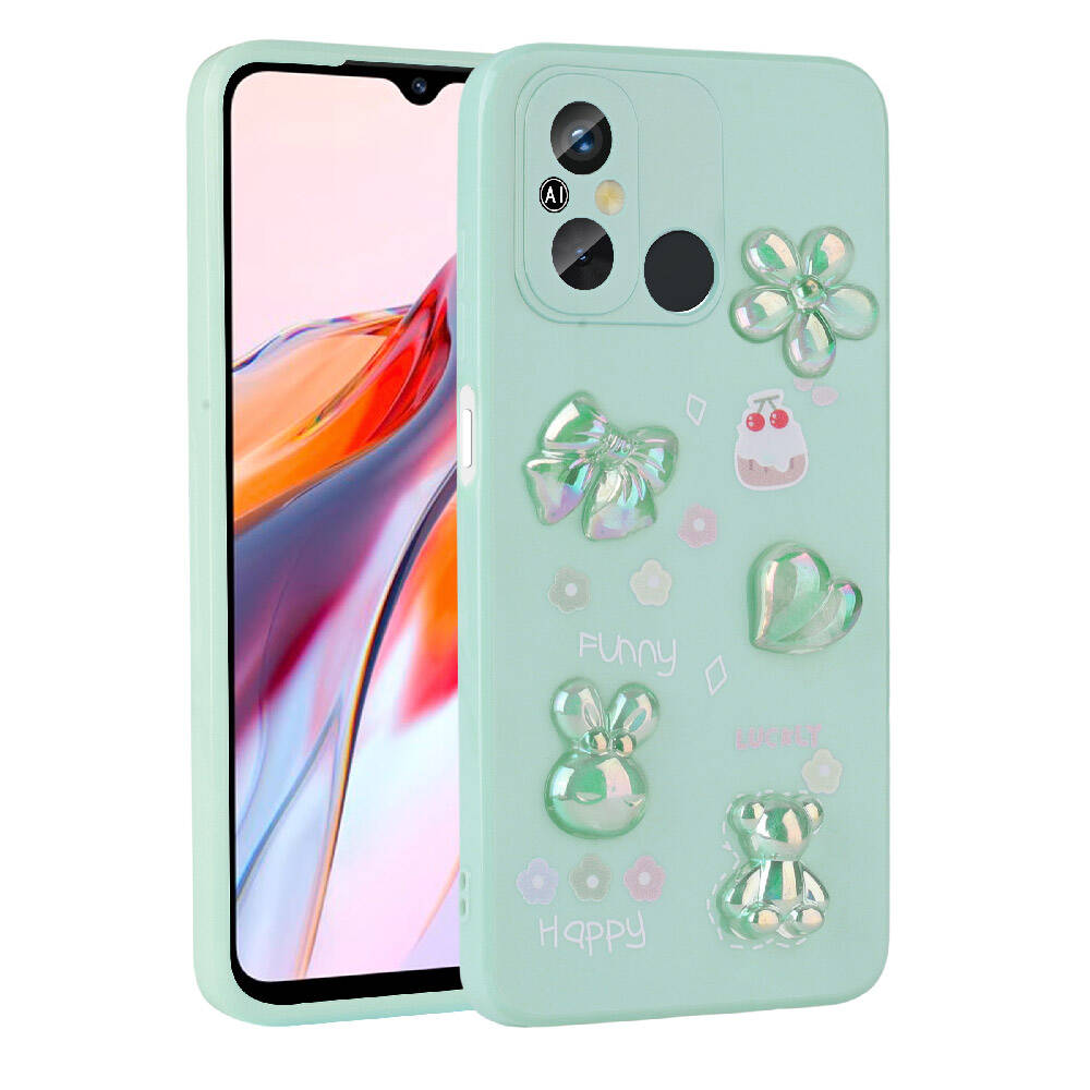 Xiaomi Redmi 12C Uyumlu Kılıf Kabartma Figürlü Parlak Zore Toys Silikon Kapak