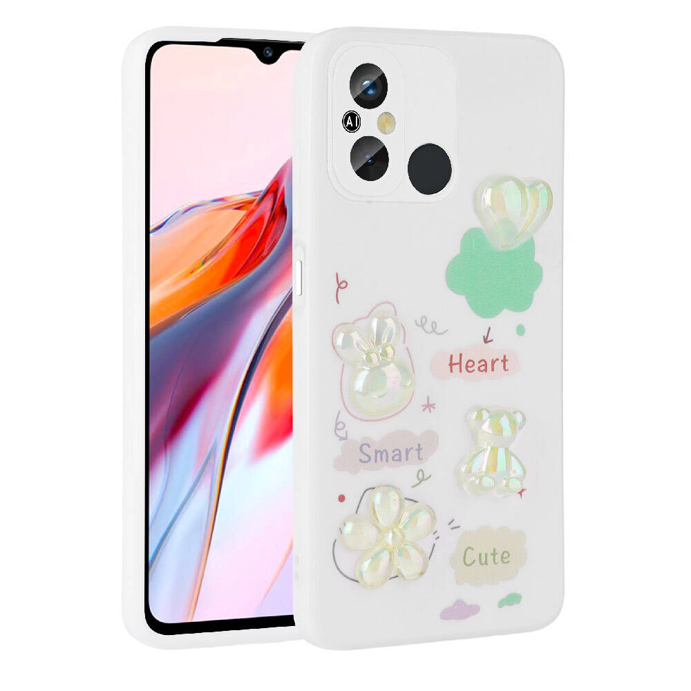Xiaomi Redmi 12C Uyumlu Kılıf Kabartma Figürlü Parlak Zore Toys Silikon Kapak