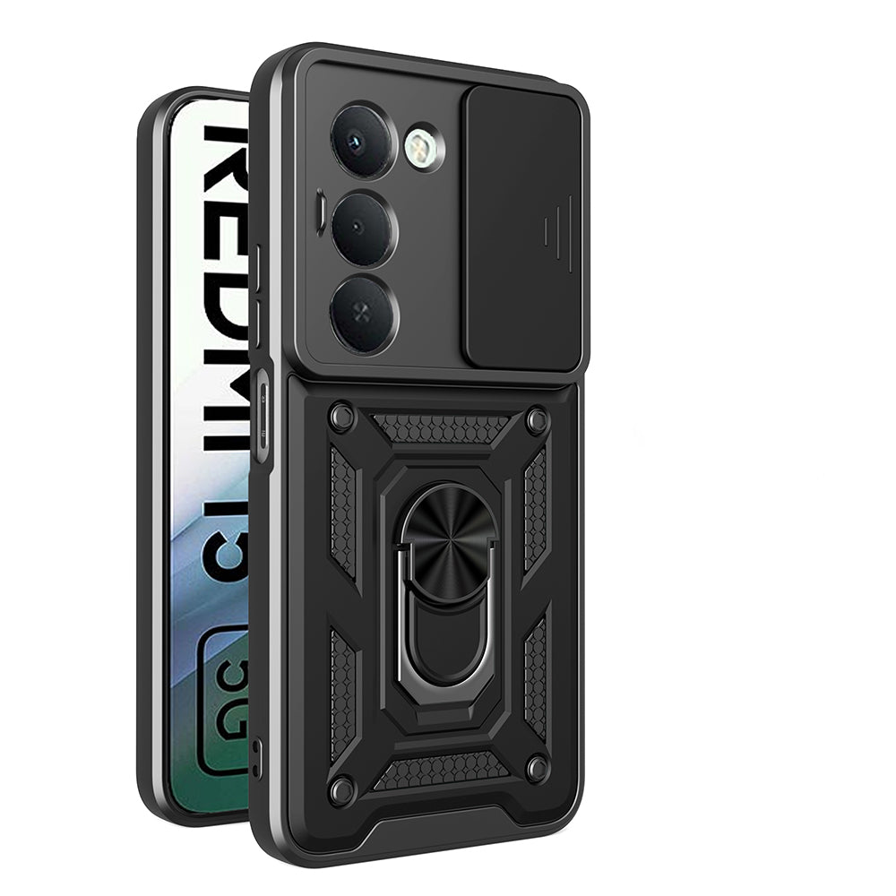 Xiaomi Redmi 15 Uyumlu Kılıf Magnetik Standlı Kamera Korumalı Zore Sürgülü Vega Kapak