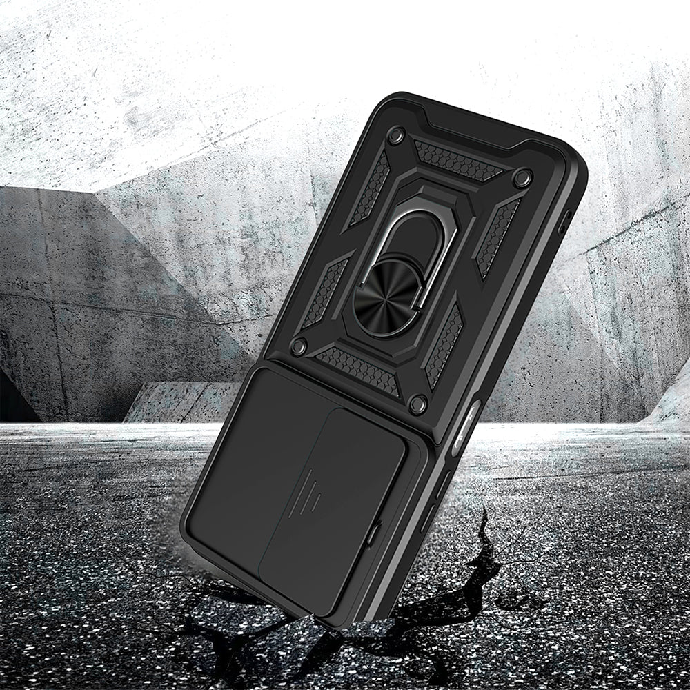 Xiaomi Redmi 15 Uyumlu Kılıf Magnetik Standlı Kamera Korumalı Zore Sürgülü Vega Kapak