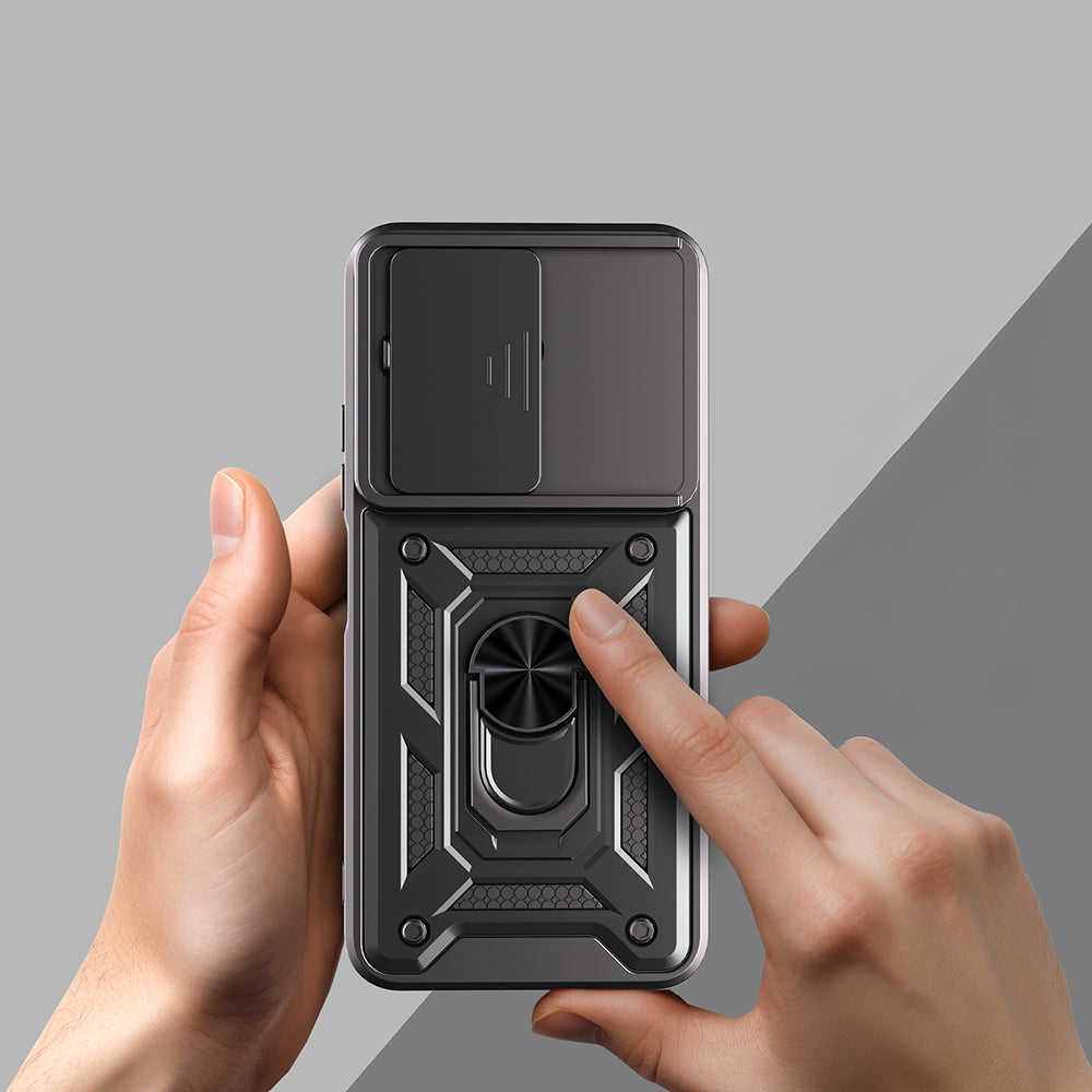 Xiaomi Redmi 15C Uyumlu Kılıf Magnetik Standlı Kamera Korumalı Zore Sürgülü Vega Kapak