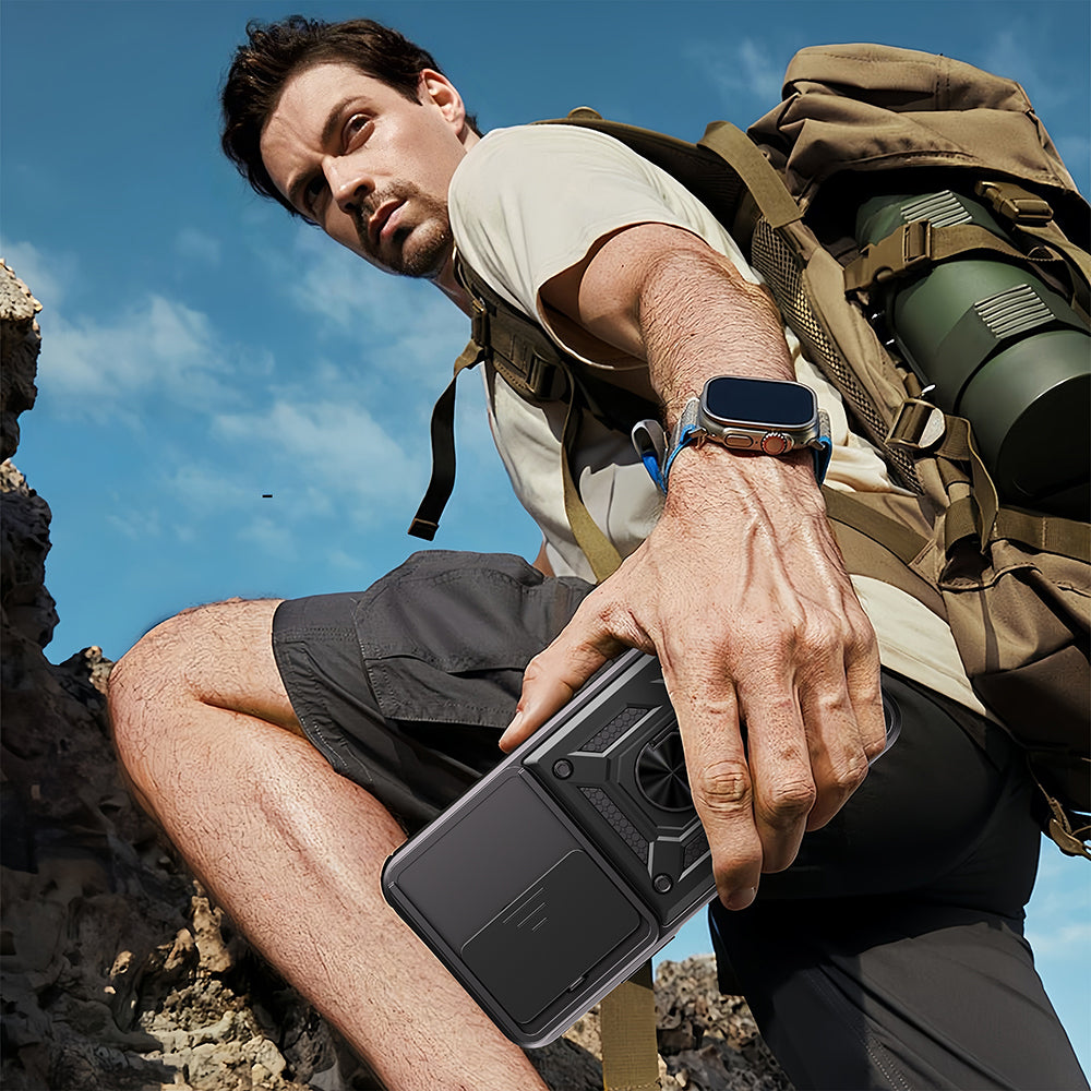 Xiaomi Redmi 15C Uyumlu Kılıf Magnetik Standlı Kamera Korumalı Zore Sürgülü Vega Kapak