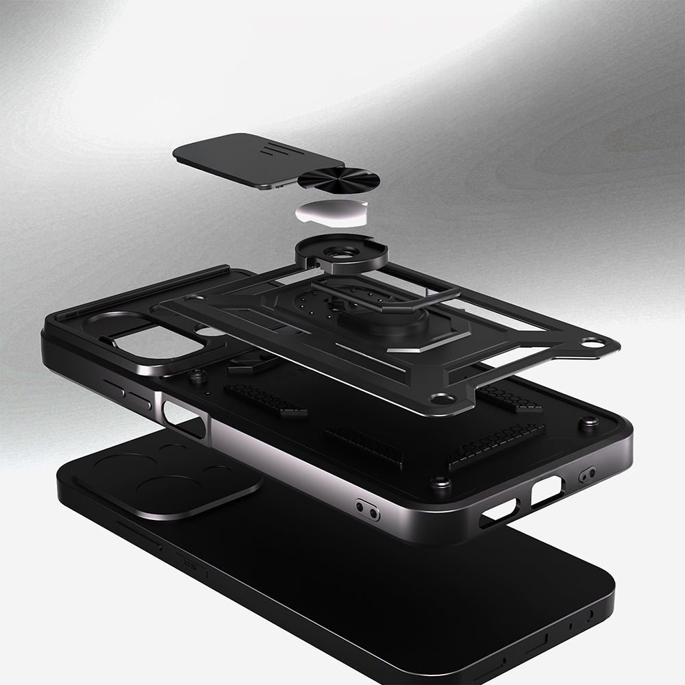 Xiaomi Redmi 15C Uyumlu Kılıf Magnetik Standlı Kamera Korumalı Zore Sürgülü Vega Kapak