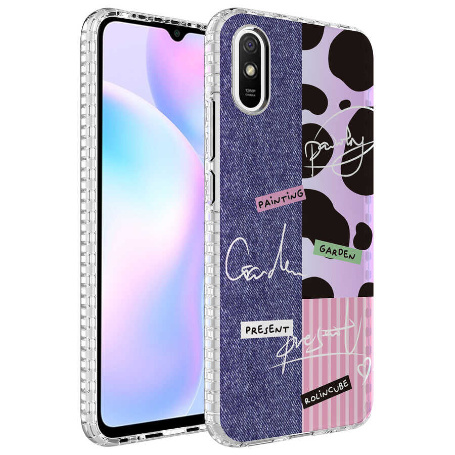 Xiaomi Redmi 9A Uyumlu Kılıf Airbag Kenarlı Renkli Desenli Silikon Zore Elegans Kapak