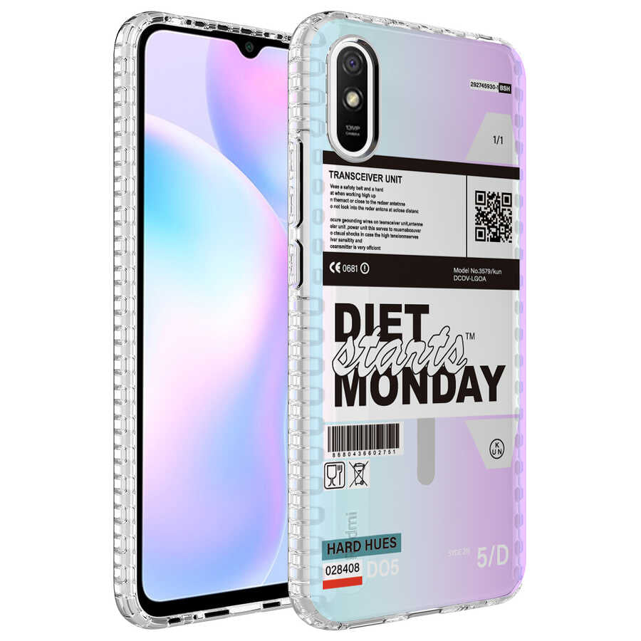 Xiaomi Redmi 9A Uyumlu Kılıf Airbag Kenarlı Renkli Desenli Silikon Zore Elegans Kapak