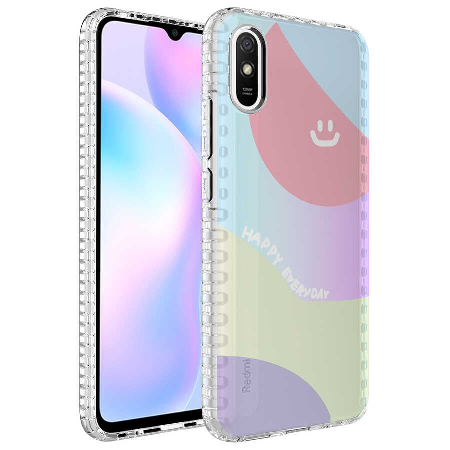 Xiaomi Redmi 9A Uyumlu Kılıf Airbag Kenarlı Renkli Desenli Silikon Zore Elegans Kapak